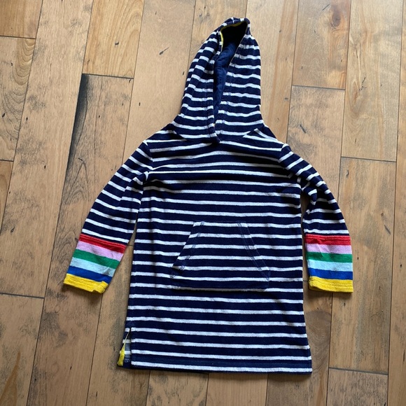 Lk NEW mini BODEN beach swim cover up terry cloth long sleeve sz 6-7 navy stripe - Picture 2 of 4